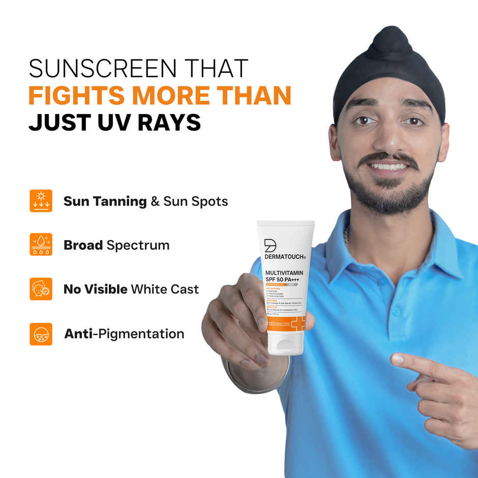 Dermatouch Multivitamin Spf 50 Pa+++ Sunscreen Gel Uva-Uvb Protection Zero White Cast Unisex