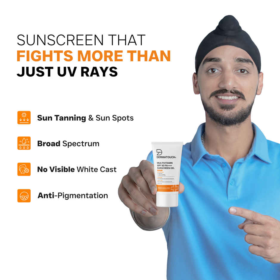 Dermatouch Multivitamin SPF 50 PA++++ Sunscreen Gel UVA-UVB Protection Zero White Cast Unisex