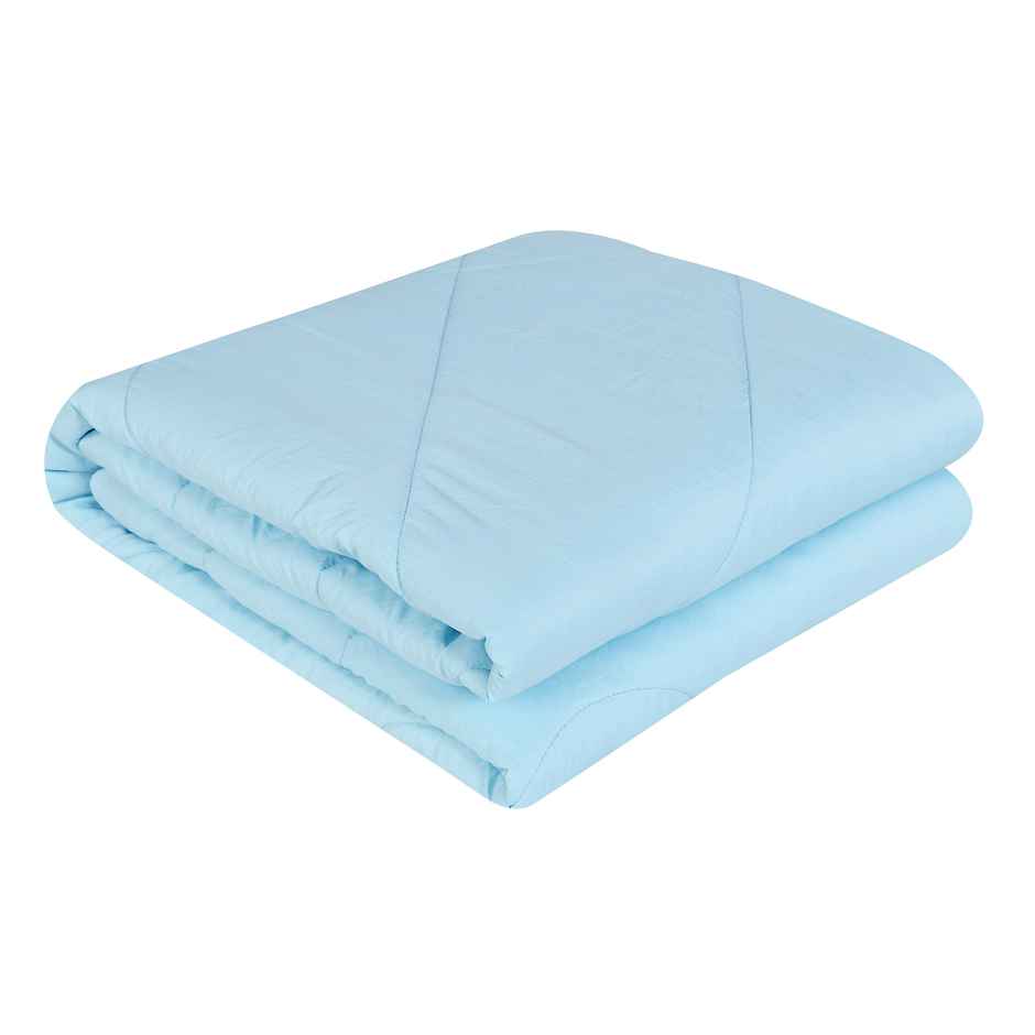 Dream Living Uphar | Comforter Solid Reversible Double Bed Cotton Rich Super Soft 220 x 240 cm | Sky Blue & Navy Blue