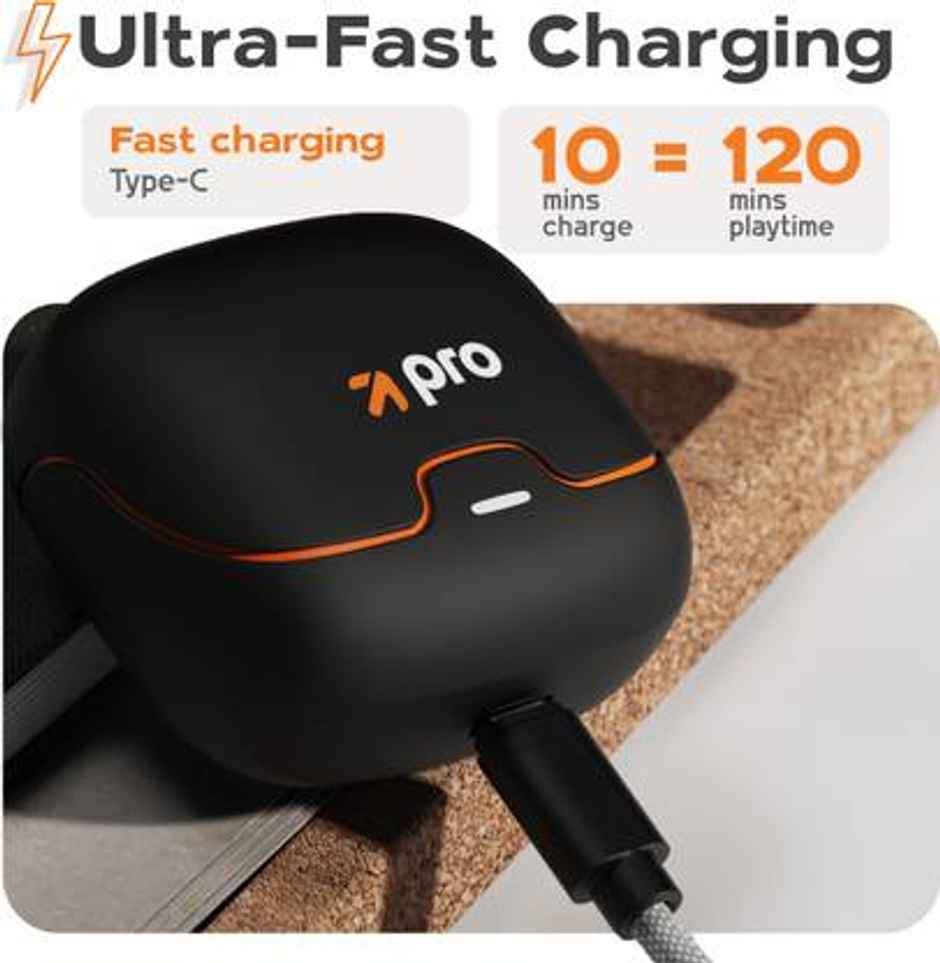 GOBOULT Z40 Pro TWS Earbuds with 100H Playtime,Quad Mic ENC,45ms Low Latency Gaming,Premium Rubber Grip Case,13mm Bass Drivers,Made in India TWS - Midnight, Black