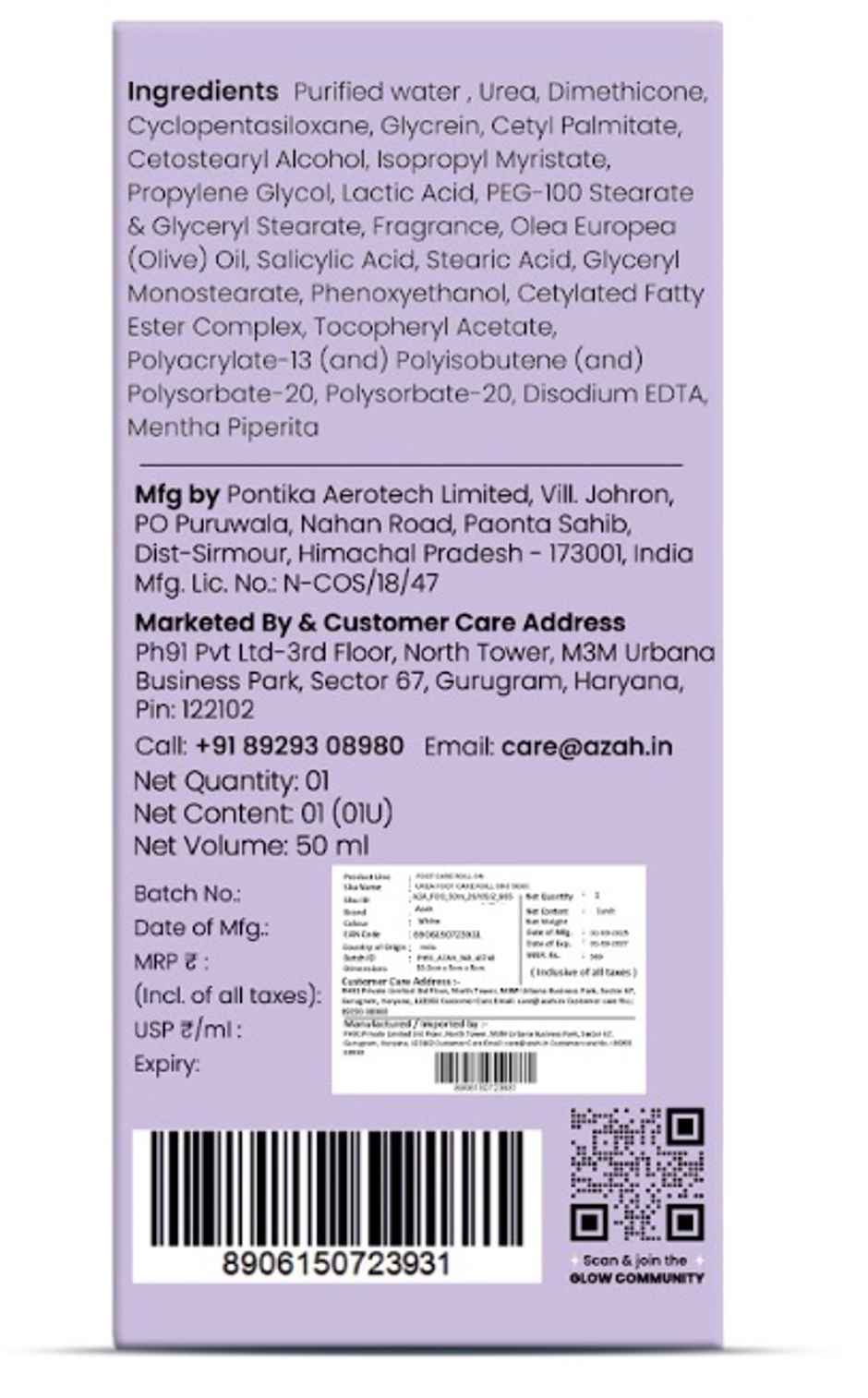 Azah Urea Foot Care Roll-On