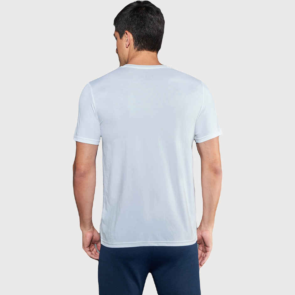 Technosport Men's Poly Printed Slim Fit Round Neck Sports T-shirt | White - 2XL