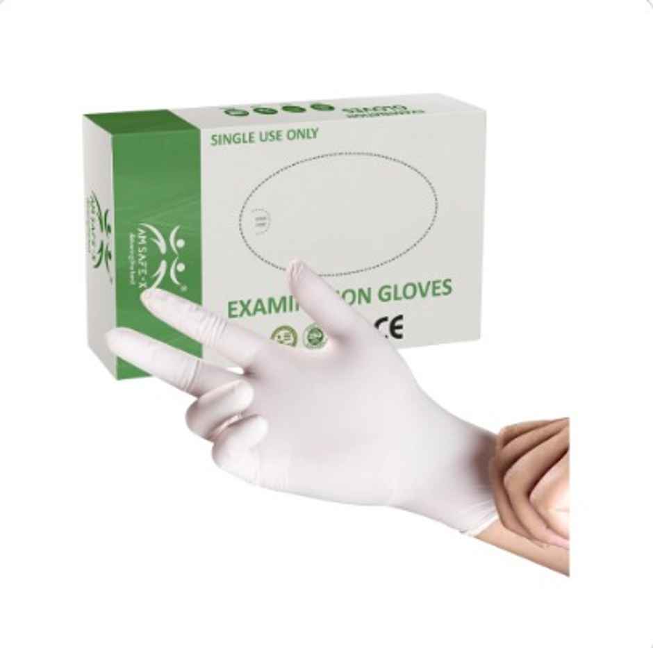Am Safe X Disposable Gloves Latex | White - Medium