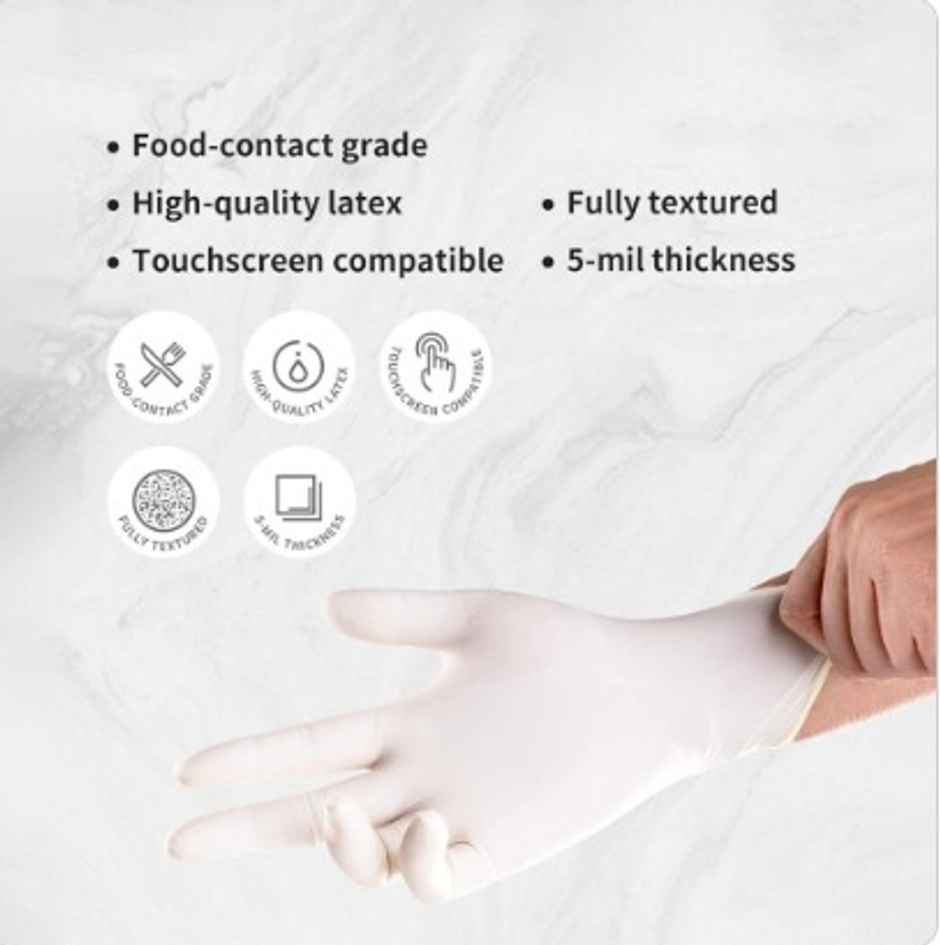 Am Safe X Disposable Gloves Latex | White - Medium