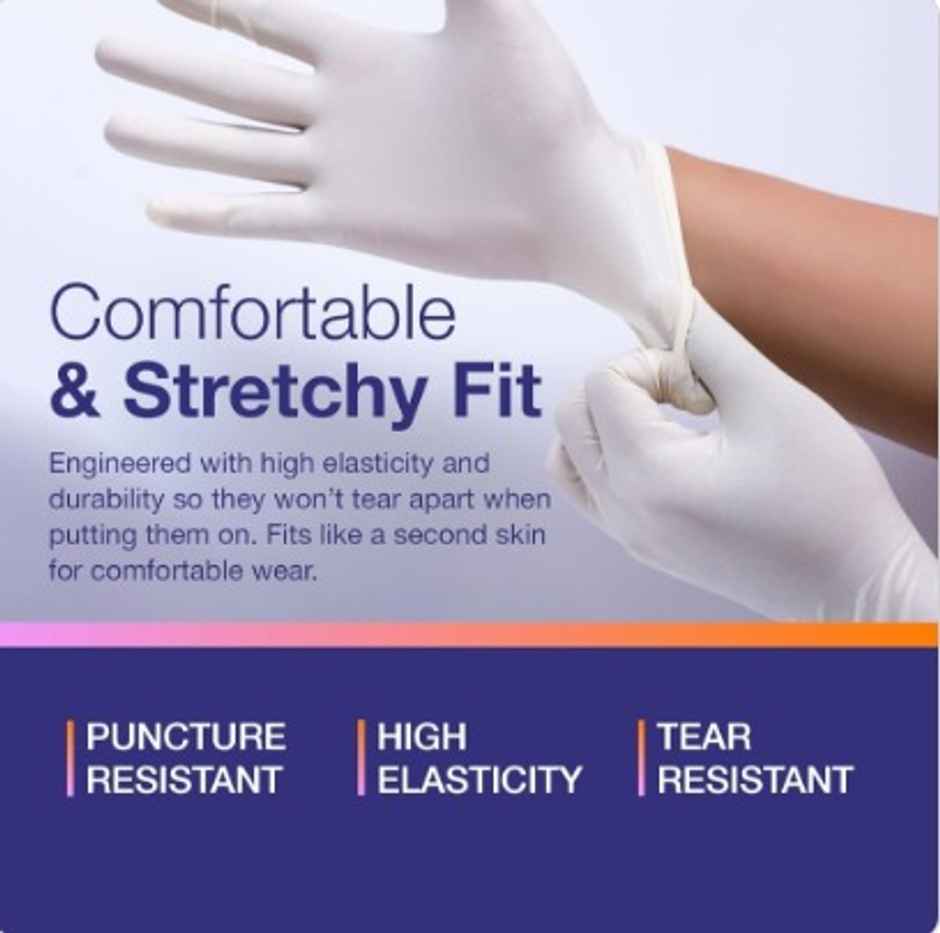 Am Safe X Disposable Gloves Latex | White - Medium