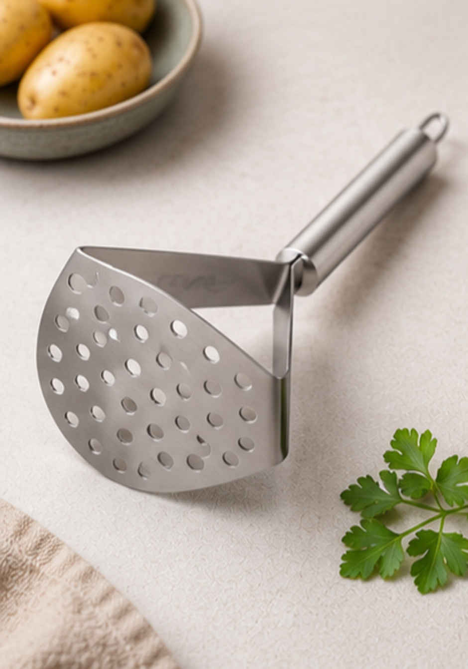 Jensons Stainless Steel Potato Masher | Heavy Duty Pav Bhaji & Vegetable Masher | Food Grade