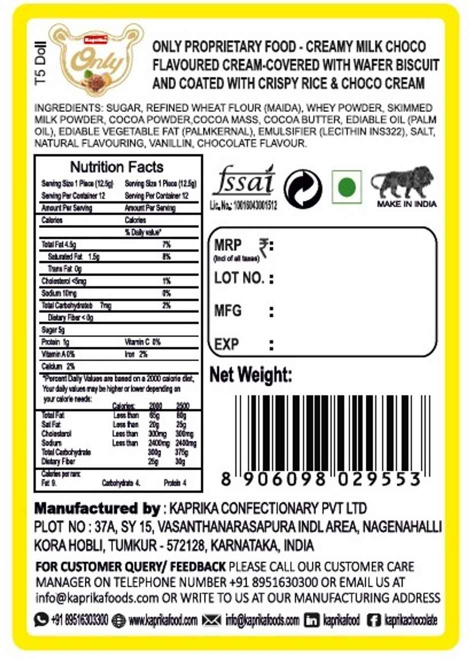 Get-A-Way Red Velvet Ice Cream Pastry  (150ml) & Only Panda 5 Chocolates (5pc) Combo