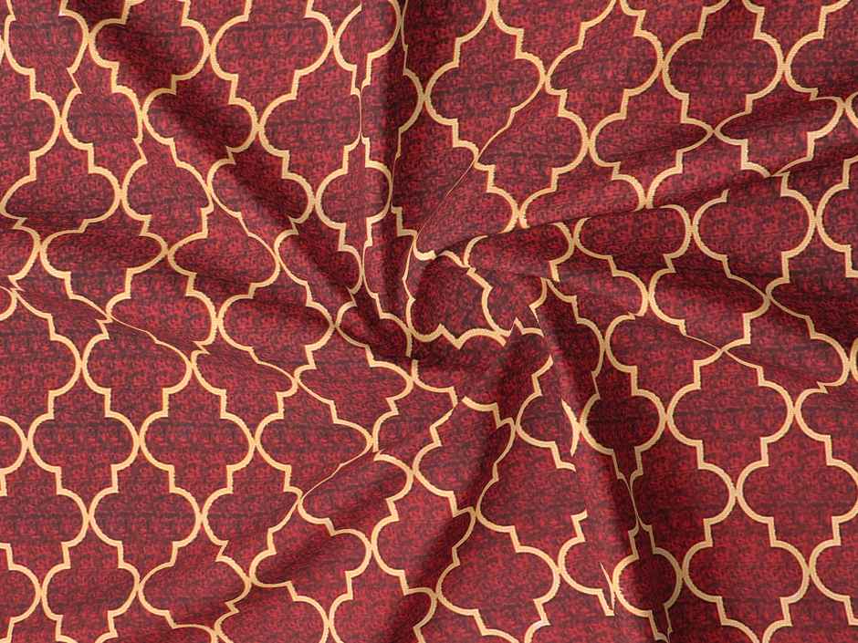 Homeharmony Double Ethnic Bedsheet with 2 Pillow Covers | Red & Yellow Pattern | 87 x 98 in