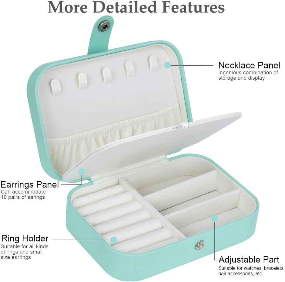 Lazer Jewellery Organizer PU Leather Zipper Storage Box