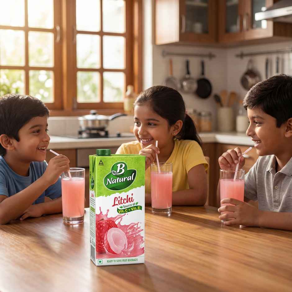 B Natural Litchi Juice, Vitamin C & E