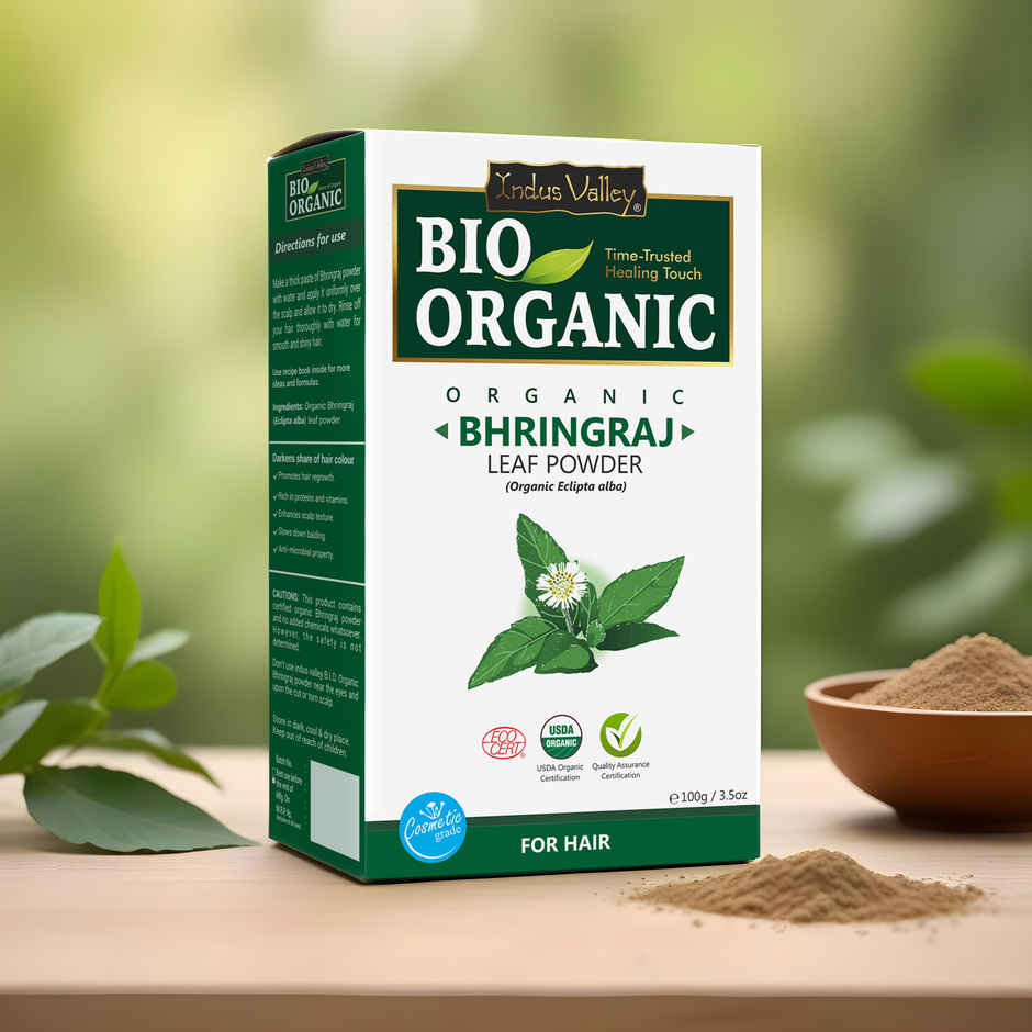 Bio Organic 100% Natural Bhringraj Powder by Indus Valley DIY Hair Mask for Soft & Hair Growth