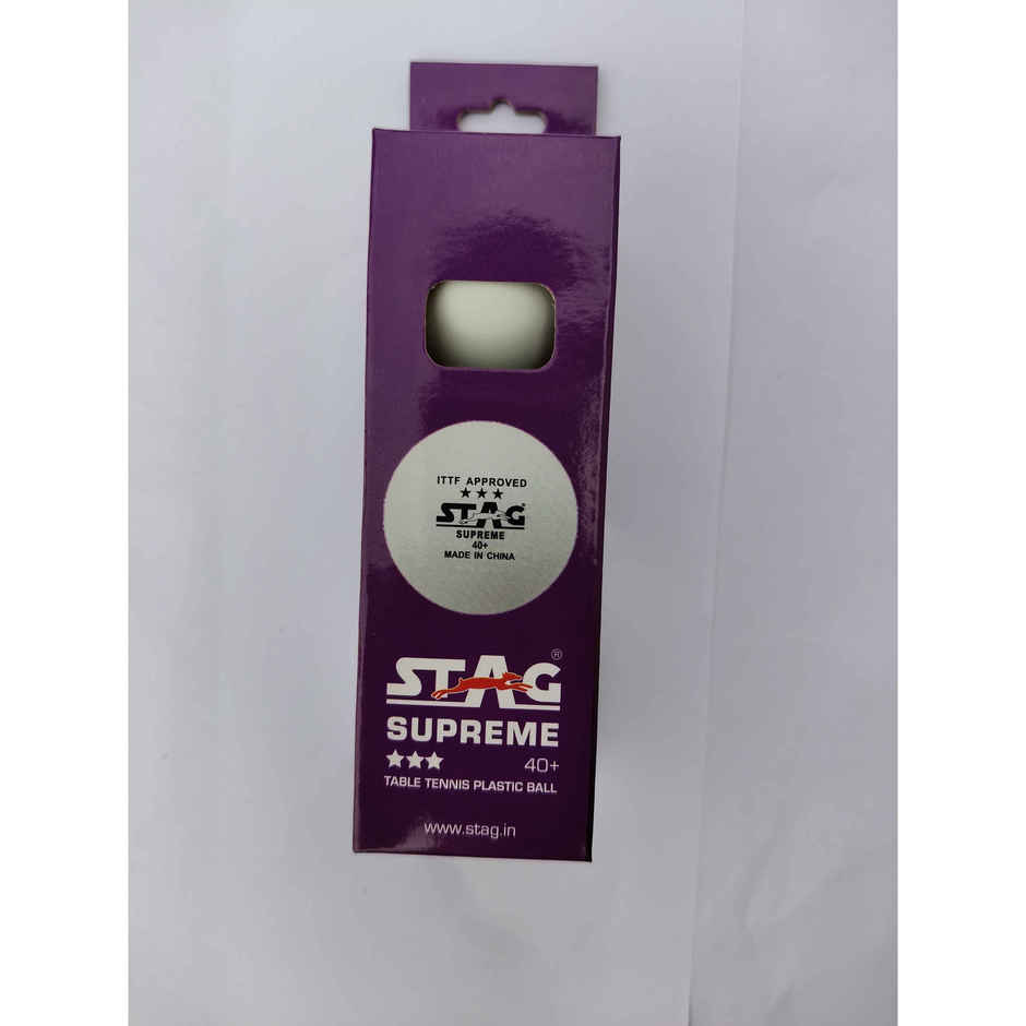 Stag 3 Star Supreme Table Tennis Plastic Ball Pack Of 3 (White)