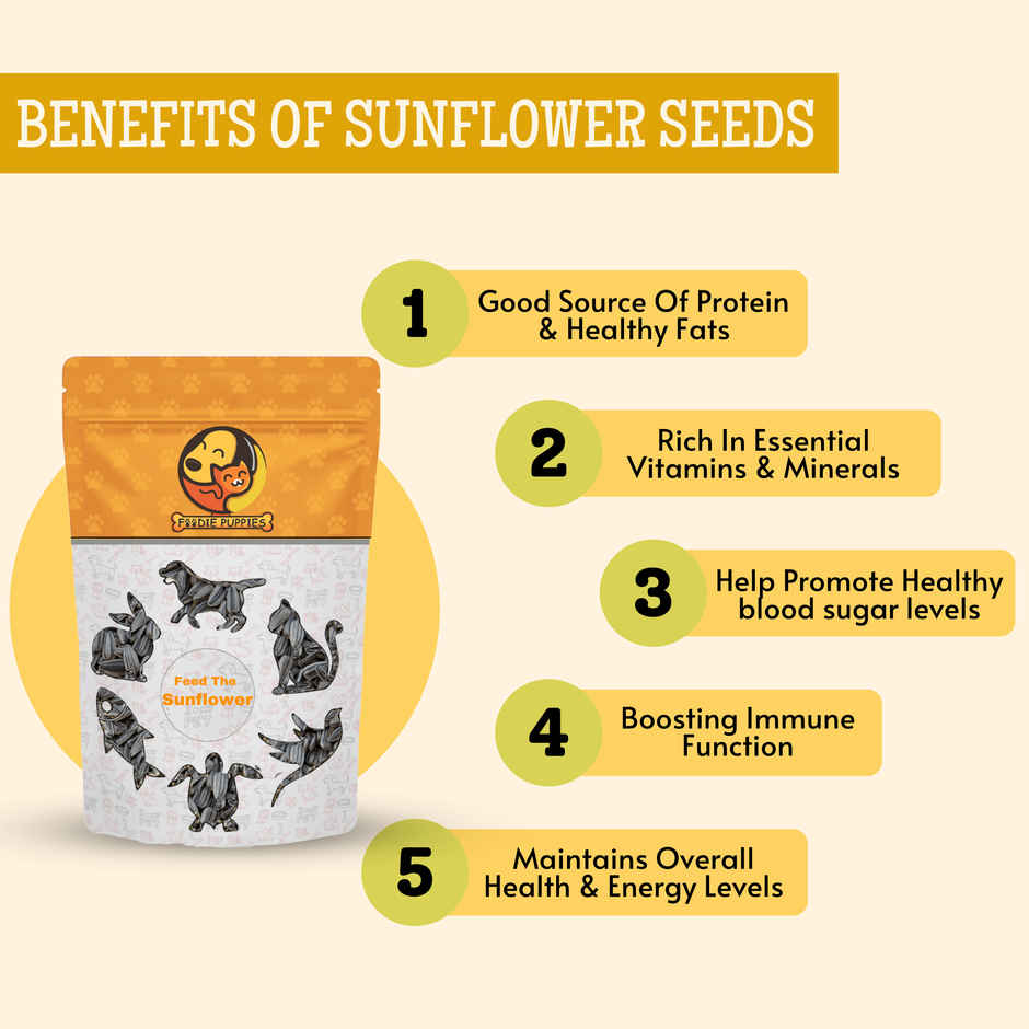Foodie Puppies Striped Sunflower Seeds Bird Food - 1Kg For Parrots, Lovebirds, Cockatiels & Budgies