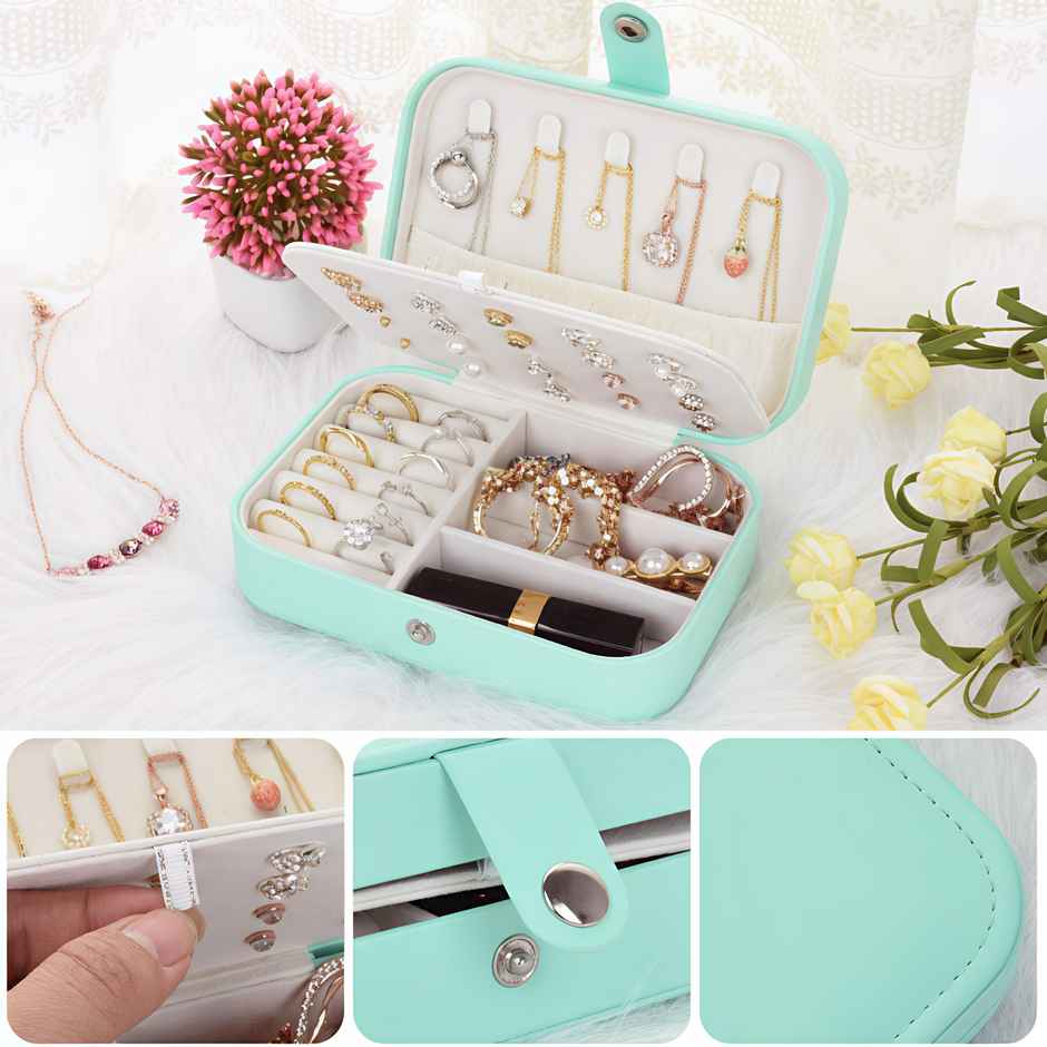 Lazer Jewellery Organizer PU Leather Zipper Storage Box