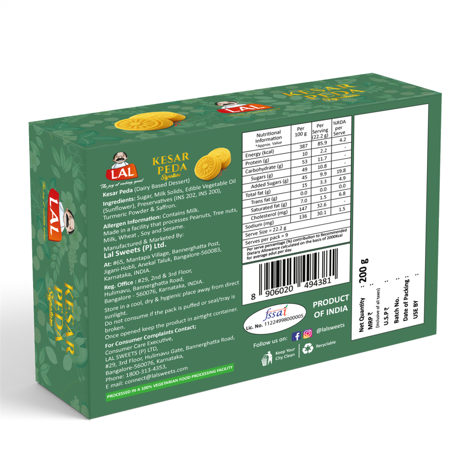 Lal Sweets Kesar Peda Signature
