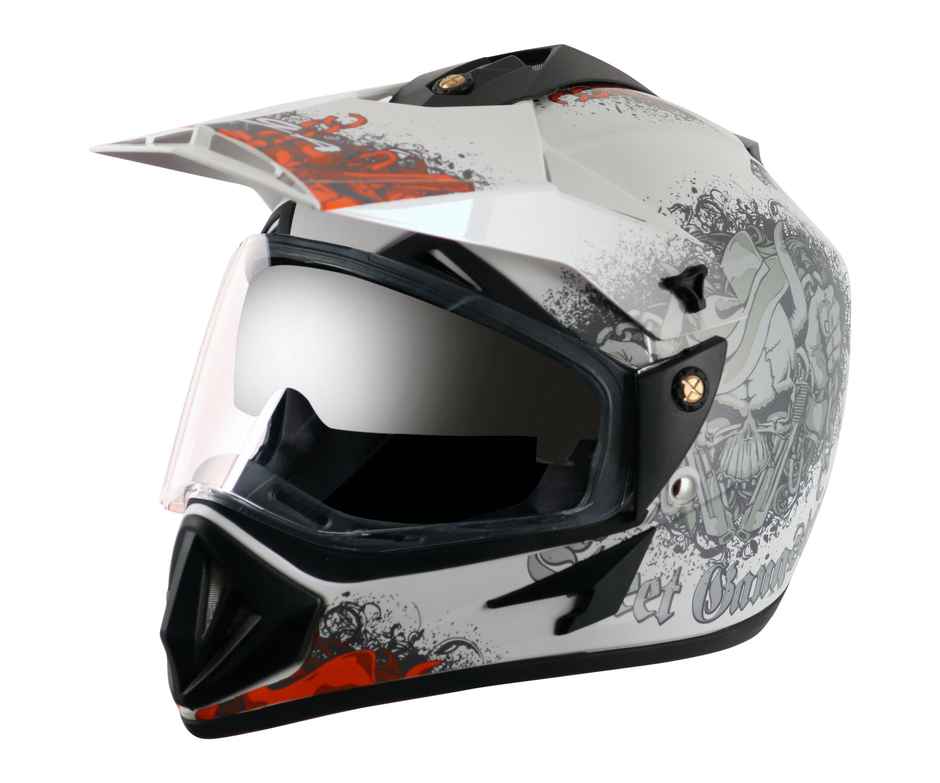 Vega Off Road D/V Gangster Lightweight Full Face Helmet- White Orange - M