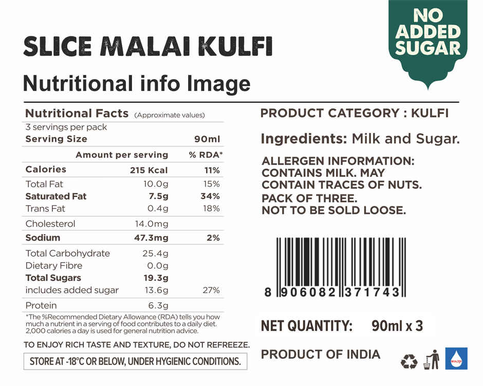 Grameen Slice Kulfi Desi Malai 3 Slices