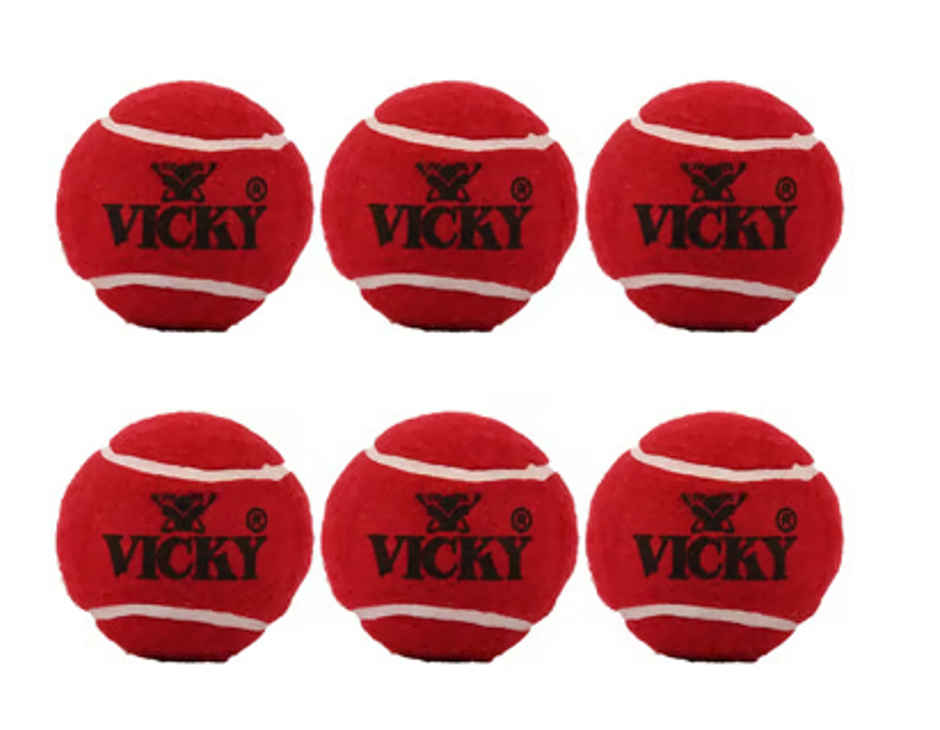 Vicky Heavy Weight Rubber Cricket Ball - Durable & Reliable (pack of 6)
