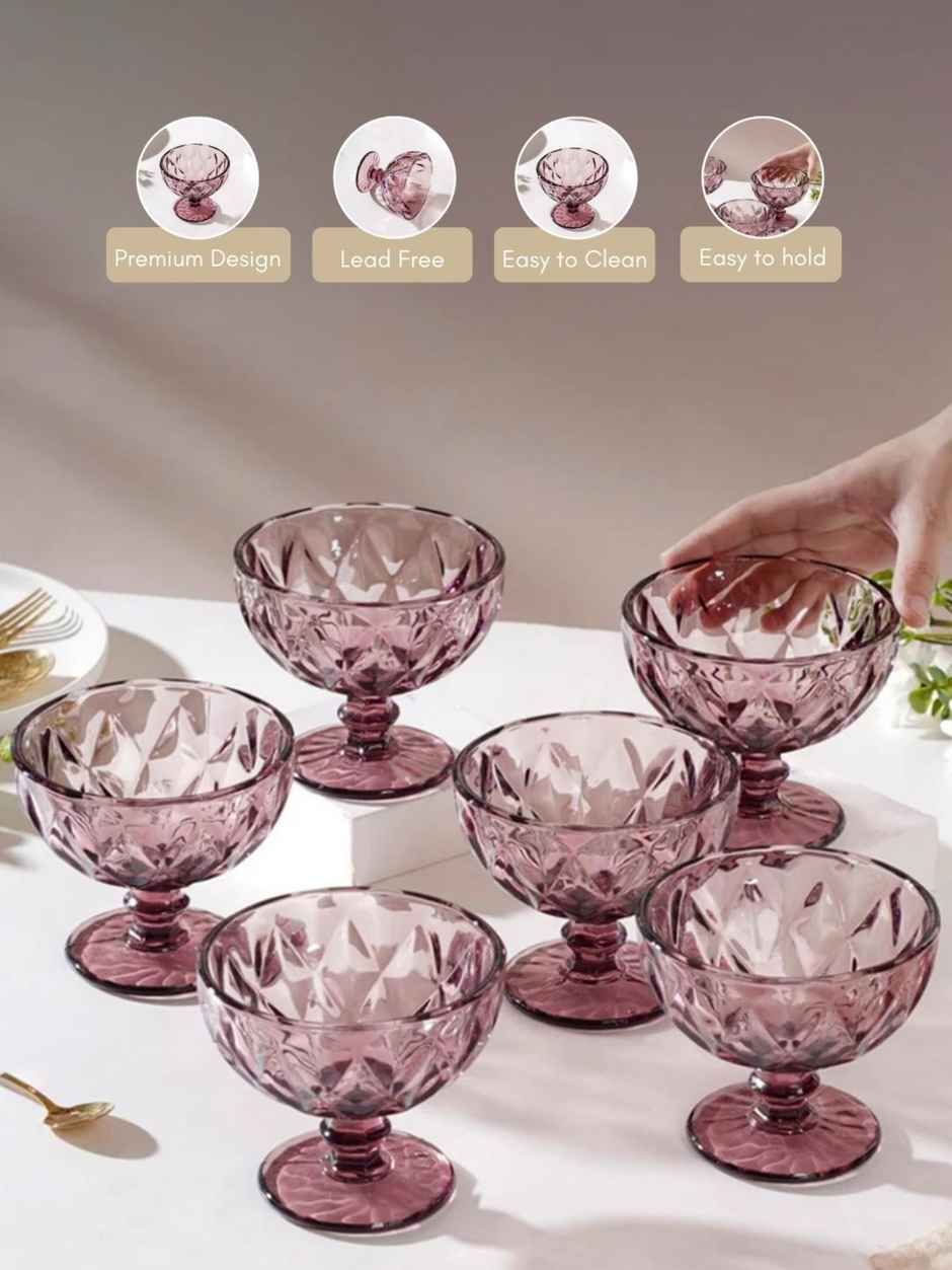 Nestasia Rose Dessert Serving Glass Mauve Set Of 6 300 ml