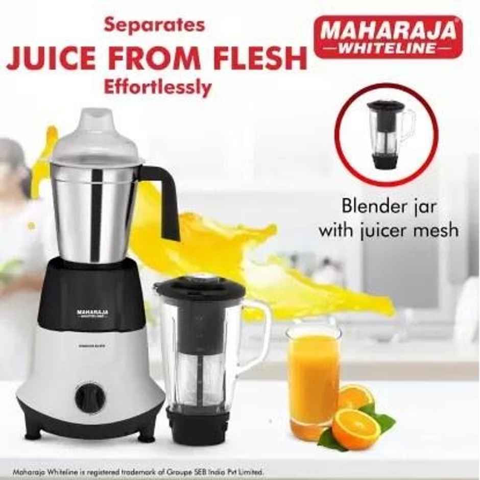 Maharaja Whiteline Odacio Elite 750W 4 Jar Mixer Grinder - Black & White