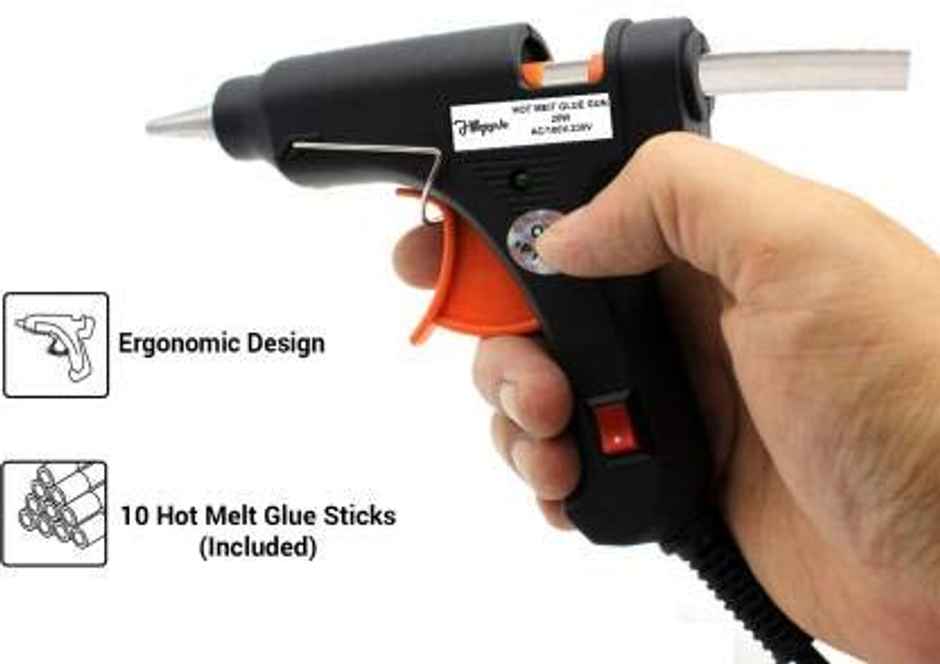 Hillgrove Hzp50M1 20W Mini Hot Glue Gun With 5 pcs Hot Melt Glue Sticks For Craft, Art Work