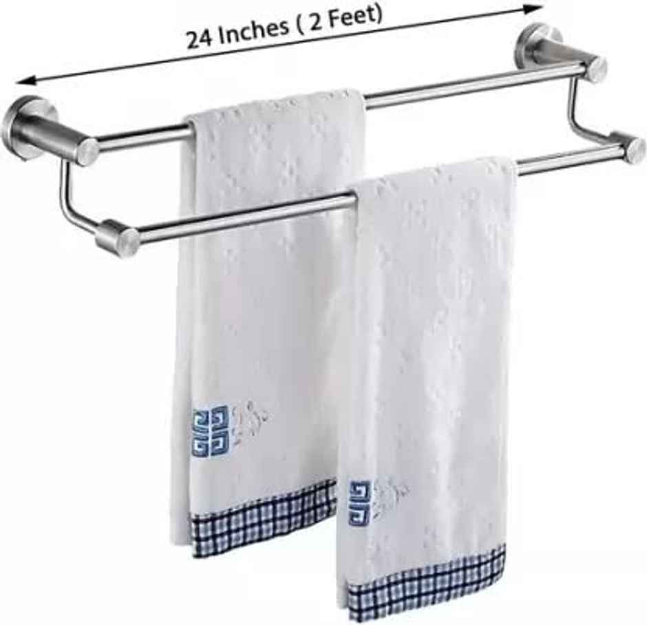 Gloxy 2 Step Stainless Steel Towel Rod Towel Bar Bathroom Hanger Accessories & Fittings | 24 inch