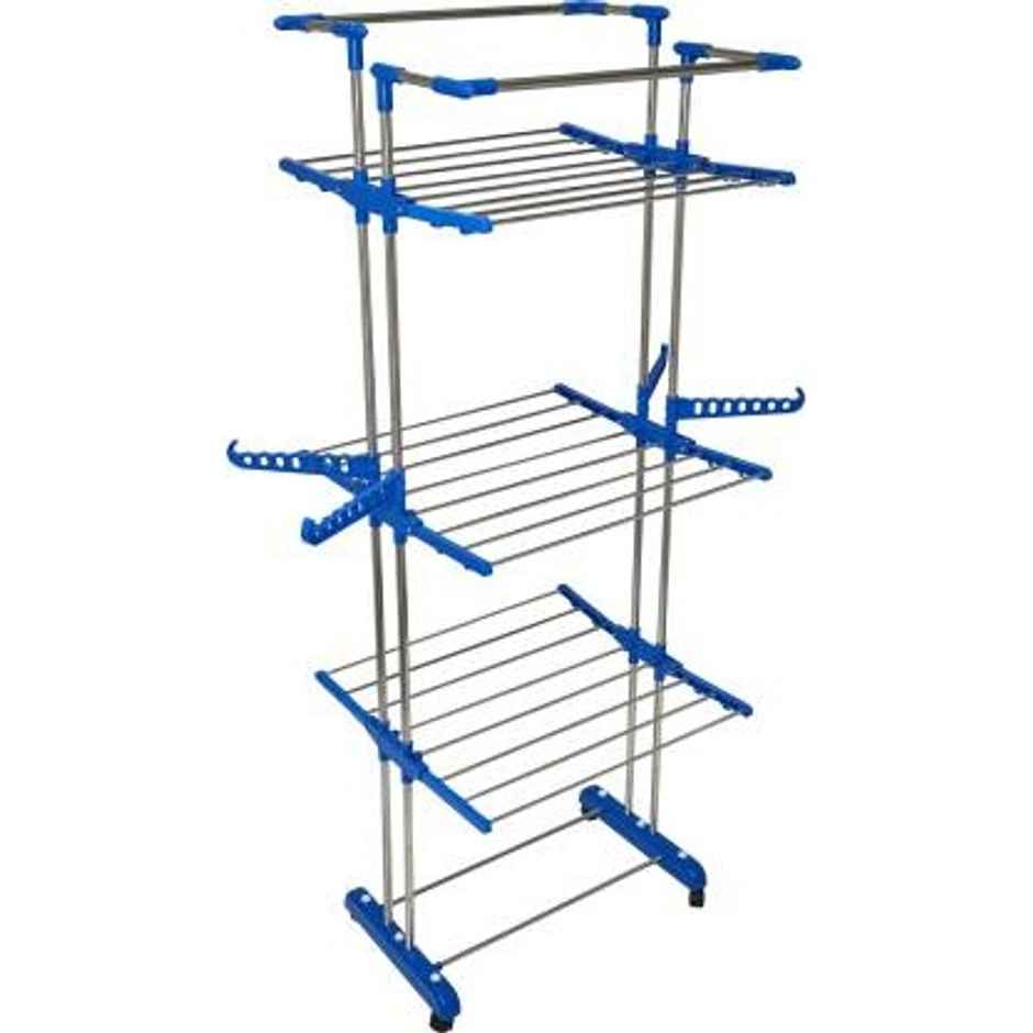 TNC Blue Jumbo Double Poll 3 Tier Stainless Steel Cloth Dryer Stand