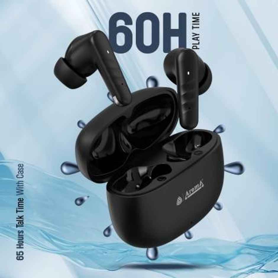 Aroma NB126 Berry Upto 60Hrs Playtime Dual Pairing Fast Charging Heavy Bass Earbuds (Black)