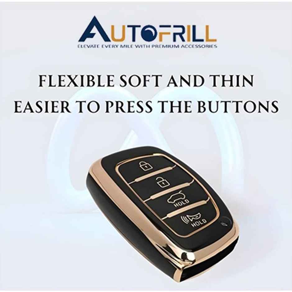 Autofrill TPU Car Key Cover for Hyundai 4 Button Smart Key | Black-Gold