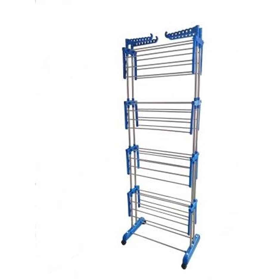 TNC Blue Double Poll 4 Tier Stainless Steel Cloth Dryer Stand