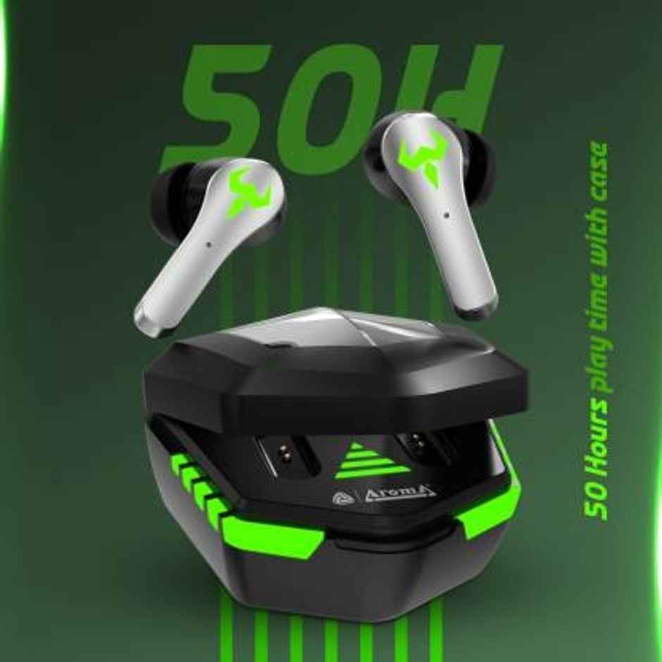 Aroma NB126 Aster Upto 50Hrs Playtime 45ms Latency Fast Charging RGB Gaming Earbuds (Black)