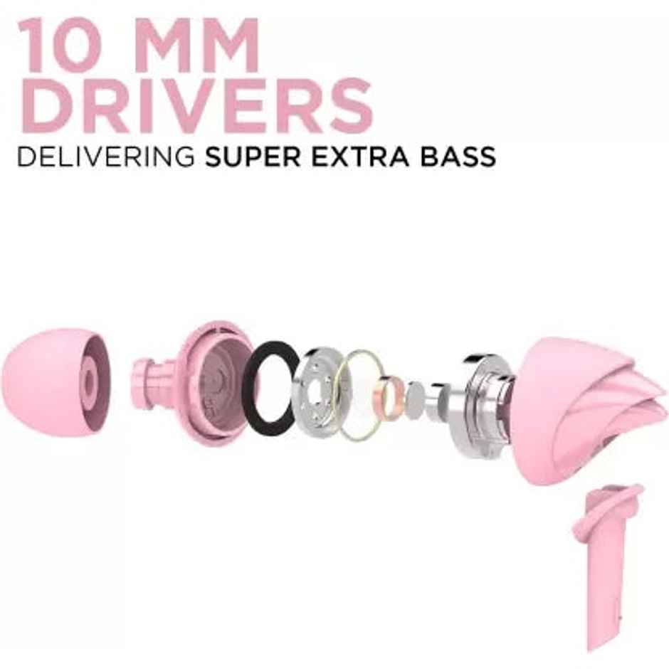 boAt BassHeads 100 in-Ear Wired Earphones with Hawk Inspired Design, 3.5mm Audio Jack - Taffy Pink