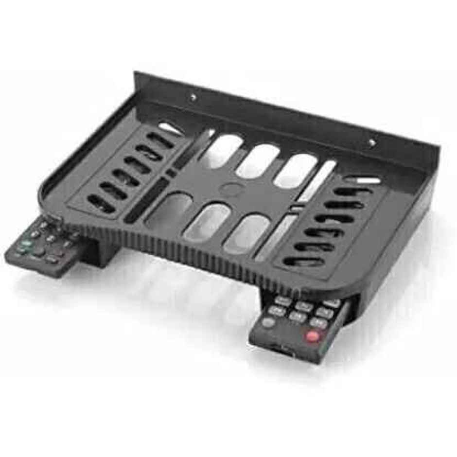 Daluci Set Top Box Stand With 2 Remote Holders - Wall Mount For Home Shelf | Plastic | Pack Of 1