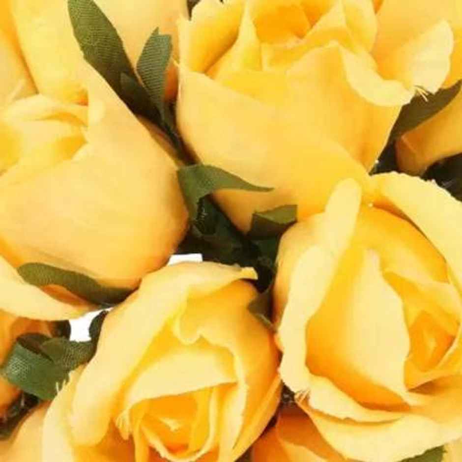 TIED RIBBONS Artificial Rose Bunch | Yellow