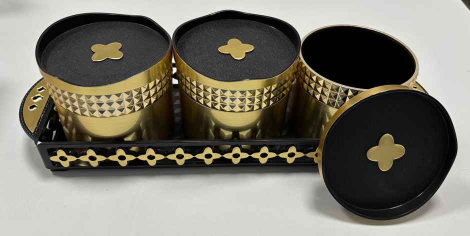 Jaypee Plus Floret Festive Jar Set With Tray, Air Tight Containers, Dry Fruit/Candy Set