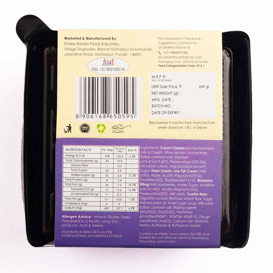 Zep Cake Premium Blueberry NY Cheesecake Slice | Dessert Delight