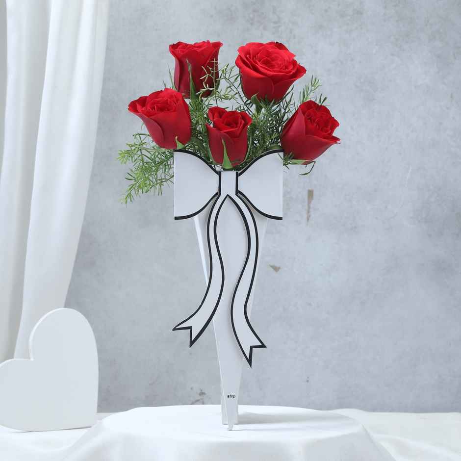 FNP White and Rosette Delight Bouquet (In a Box)