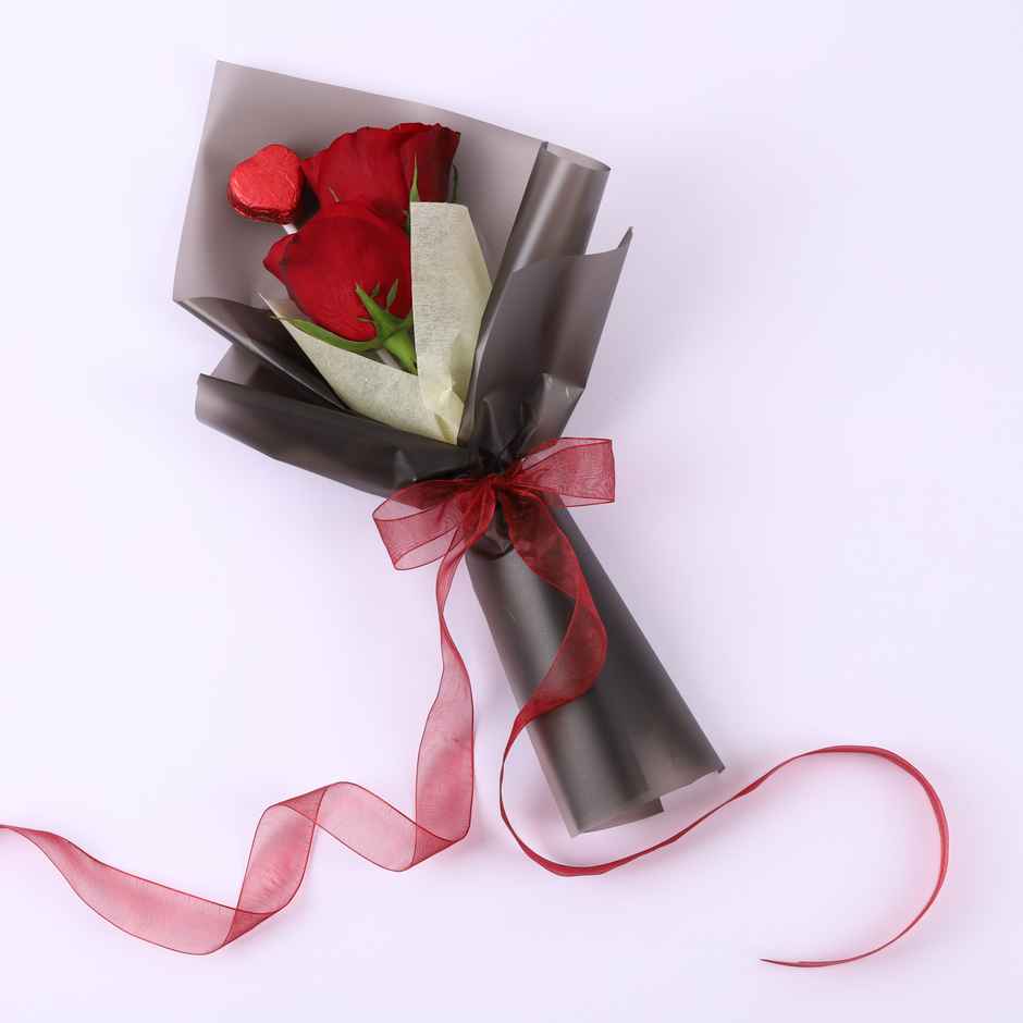 IGP Double Red Rose With Chocolate