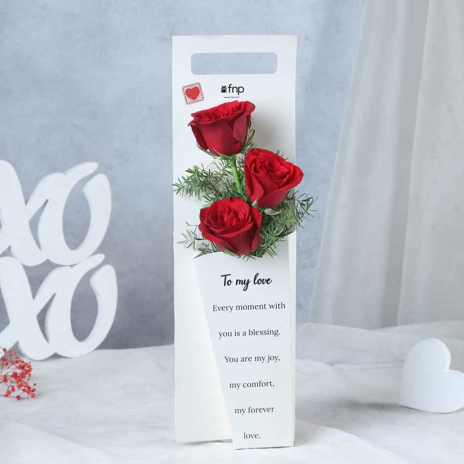Fnp 3 Rosy Whisper Bloom Bouquet (1pc) & Strawberry Love Box (Valentine'S Special) (160g) Combo