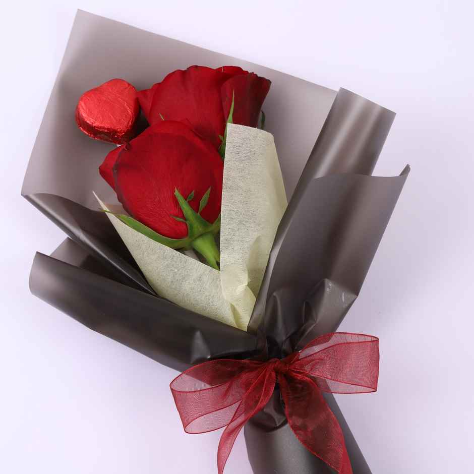 IGP Double Red Rose With Chocolate