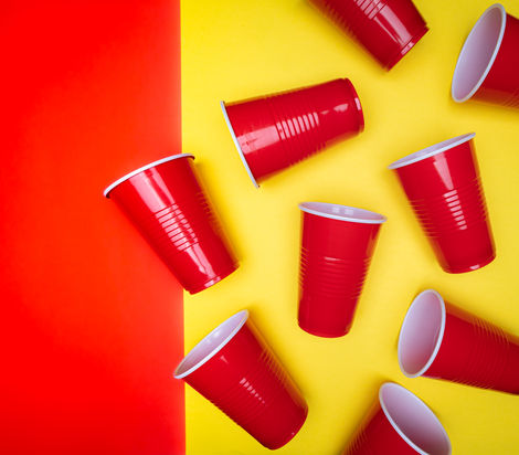 URGO 480 ml Premium Party Cups | Pack of 10 | Red Disposable Glass