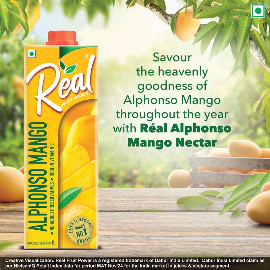Dabur Real Alphonso Mango Fruit Juice | Refreshing & Enjoyable