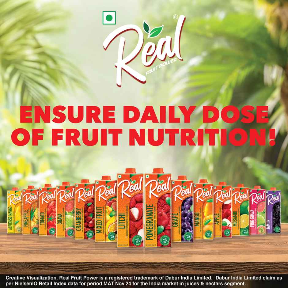 Dabur Real Alphonso Mango Fruit Juice | Refreshing & Enjoyable