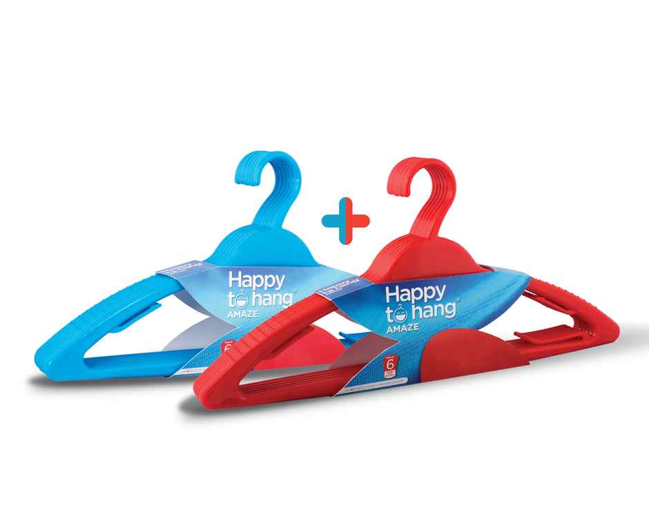 Happy To Hang 6+6 Piece Polypropylene Hanger, Red And Blue (Buy 1 Get 1 Free)