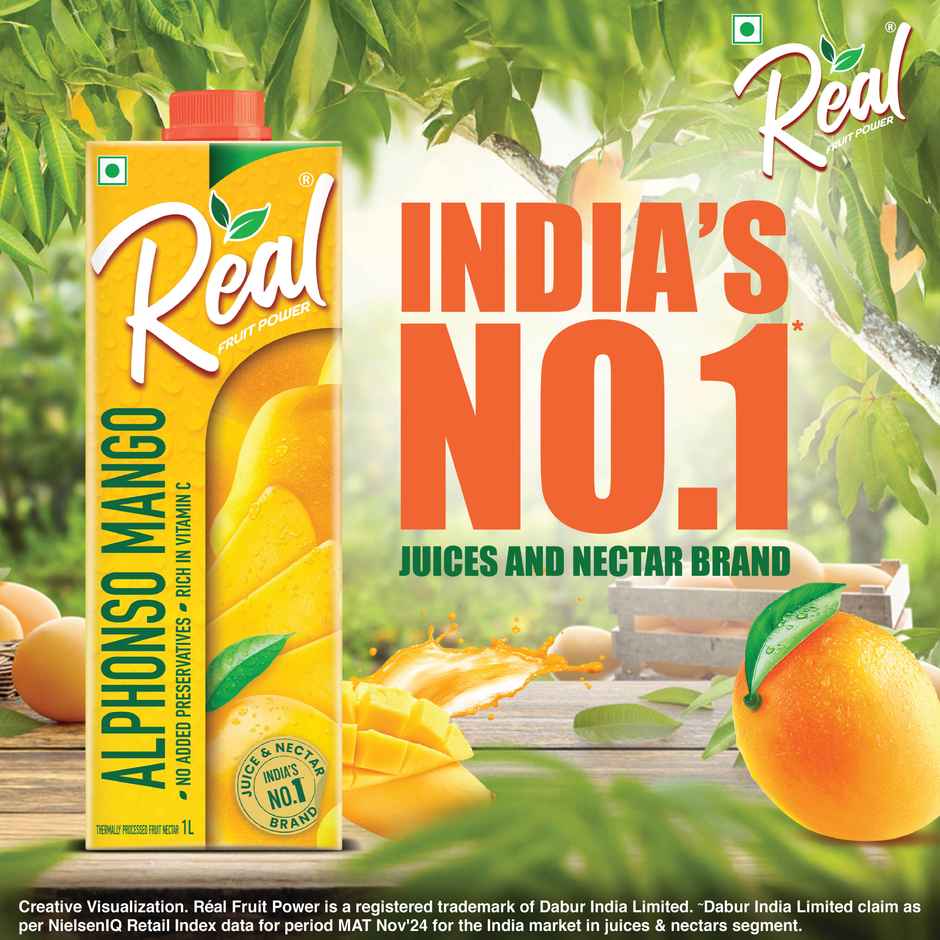 Dabur Real Alphonso Mango Fruit Juice | Refreshing & Enjoyable
