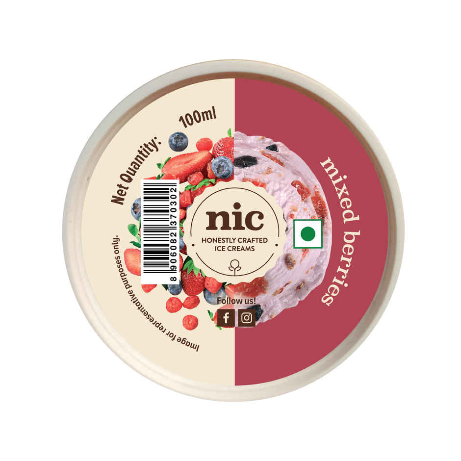 NIC Mixed Berries Ice Cream Cup | Preservative Free | No Artificial Flavors