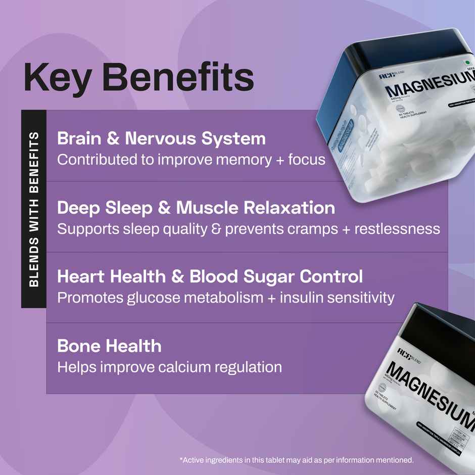 Ace Blend Max Magnesium Tablets 440mg | Magnesium Glycinate - Liposomal Lipoza - Aquamin