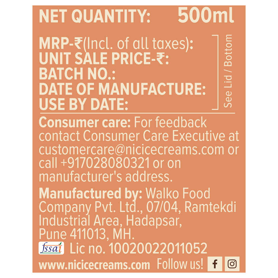 NIC Dry Fruit Overload Ice Cream Tub | Preservative Free | No Artificial Flavors