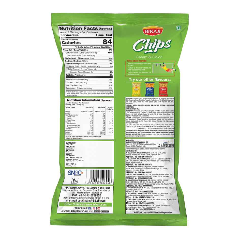 Bikaji Cream & Onion Potato Chips