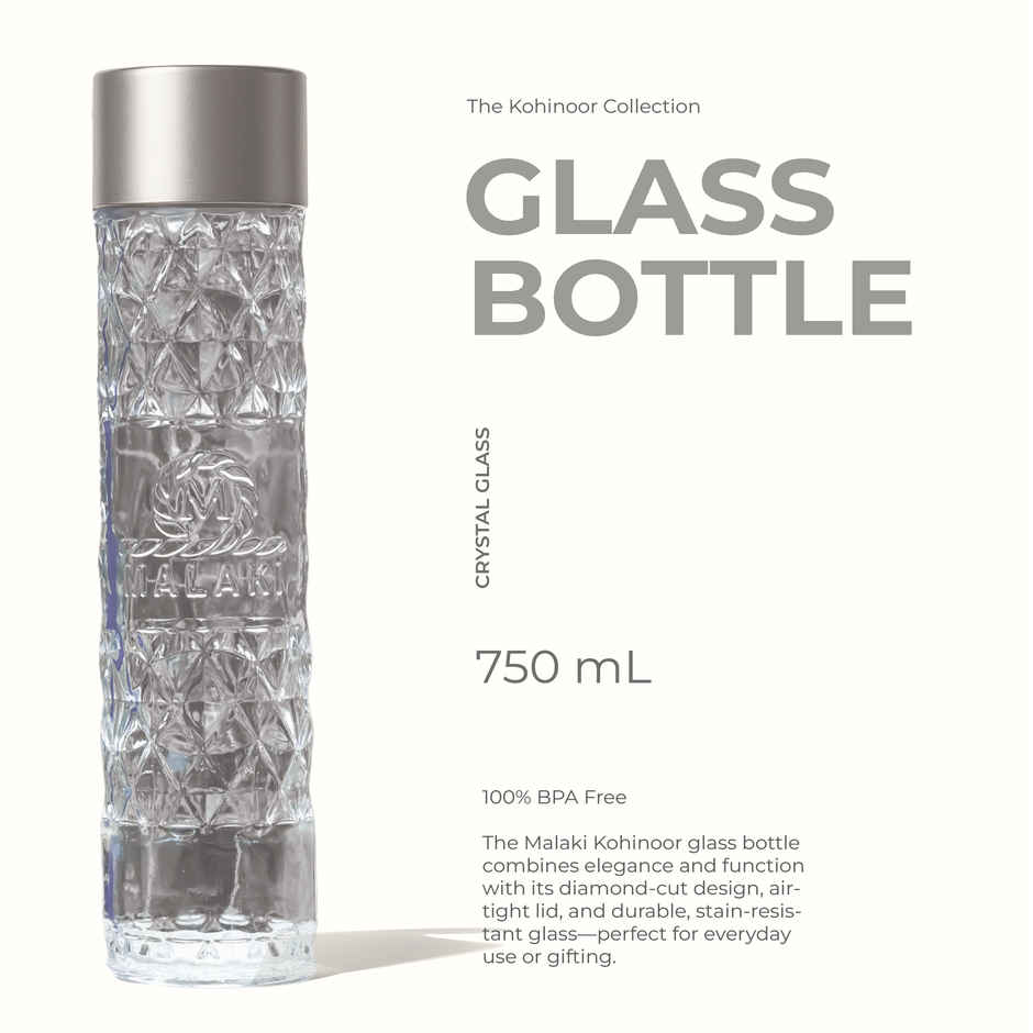 Malaki Crystal Glass Bottle with Leak | Proof Cap | 750 ml